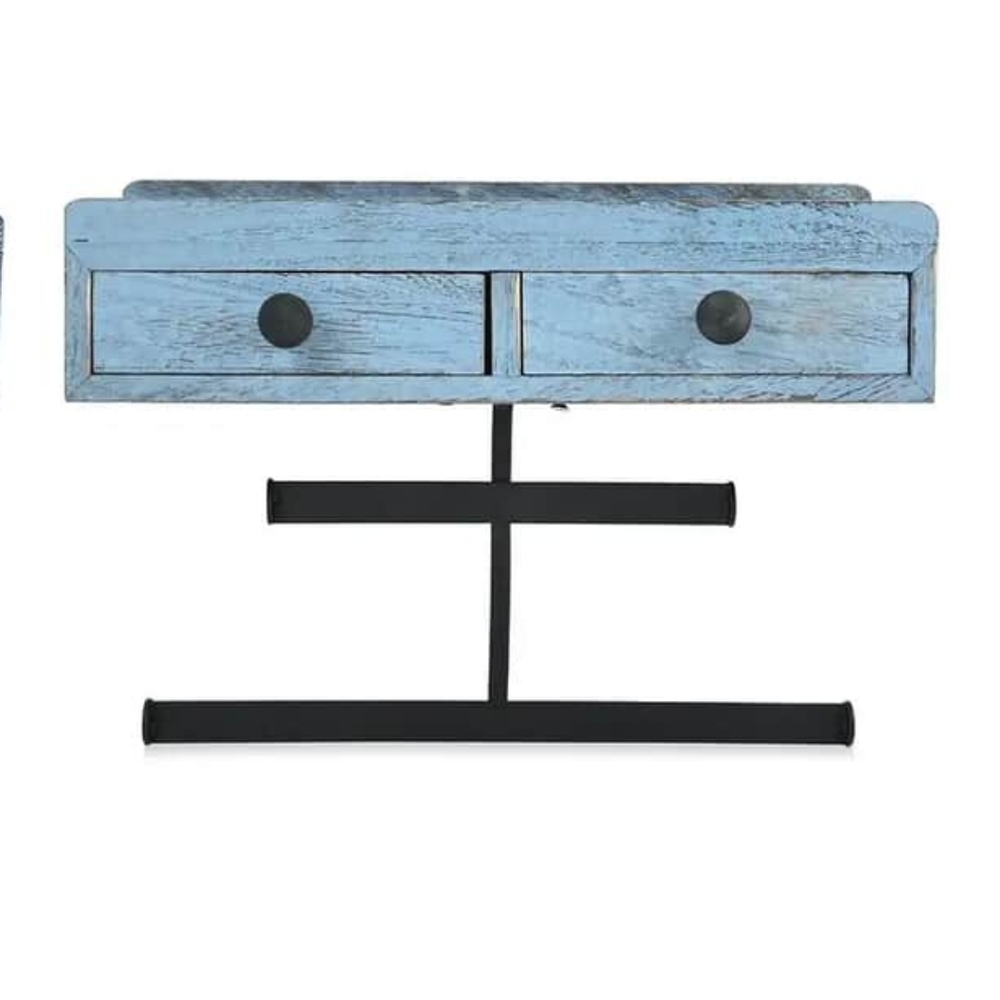 2 Drawers Bracelets & Necklaces Jewelry Wall Display - NWOB - Light blue